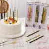 Three packs of colorful party candles and birthday celebration decorations details Picture